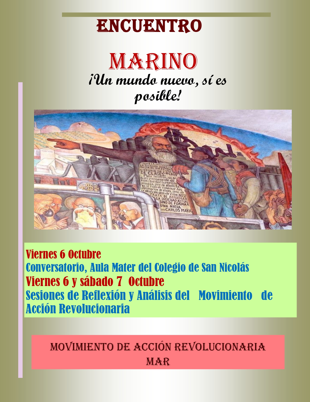 Encuentro Movimientro de Acción Revolucionaria este 6 y 7 de Octubre
